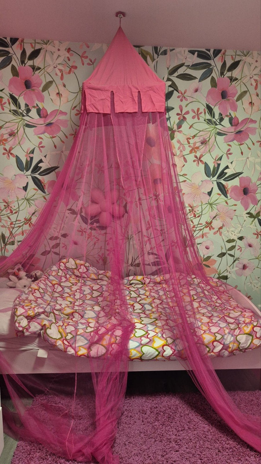 Roze accessoires kinderkamer; klamboe, kleed, bakken, potjes, Ophalen, Gebruikt, Klamboe