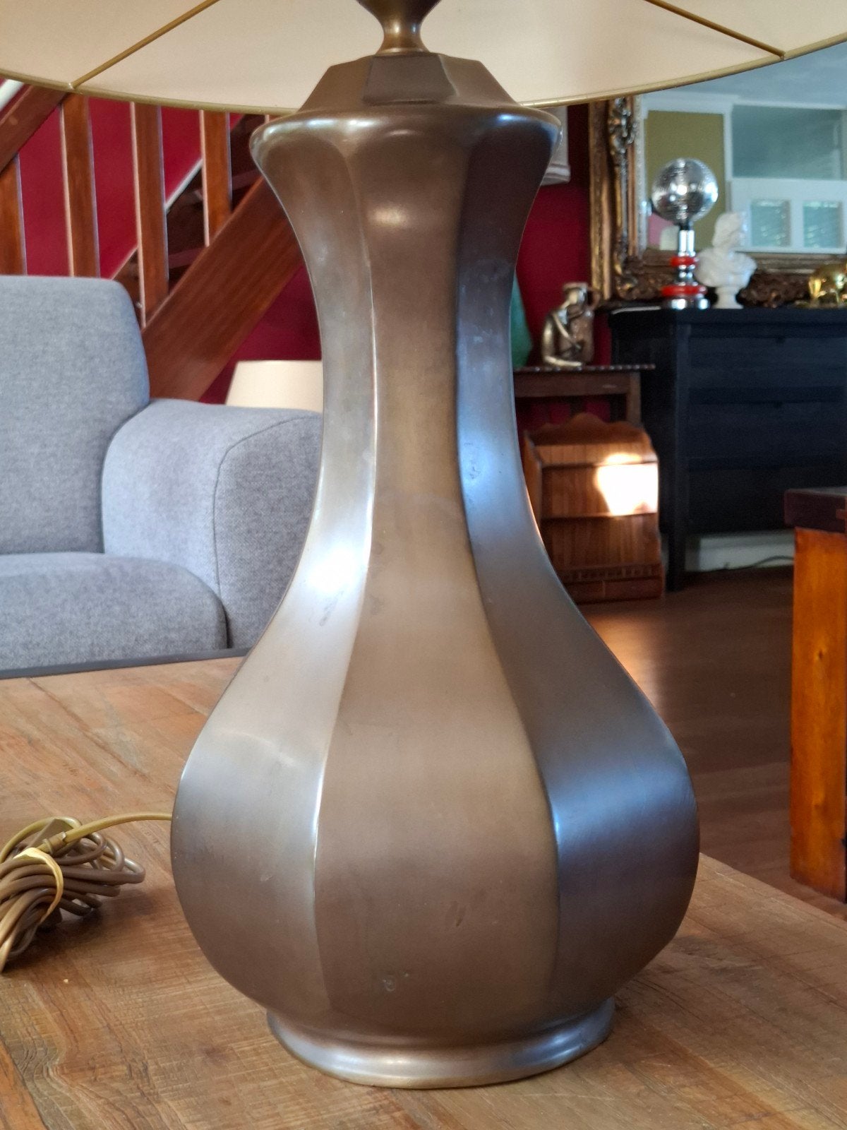 Zware bronzen tafellamp van Frantzen, Ophalen of Verzenden