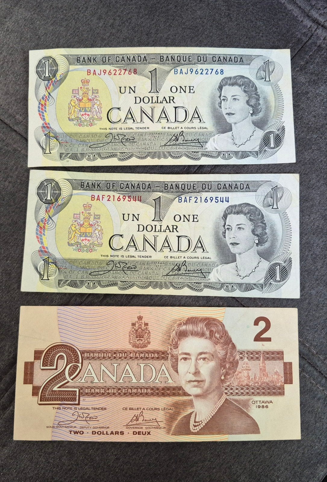 Canadese dollars: 2x 1 dollar, 1x 2 dollar biljetten, Ophalen of Verzenden, Noord-Amerika, Setje