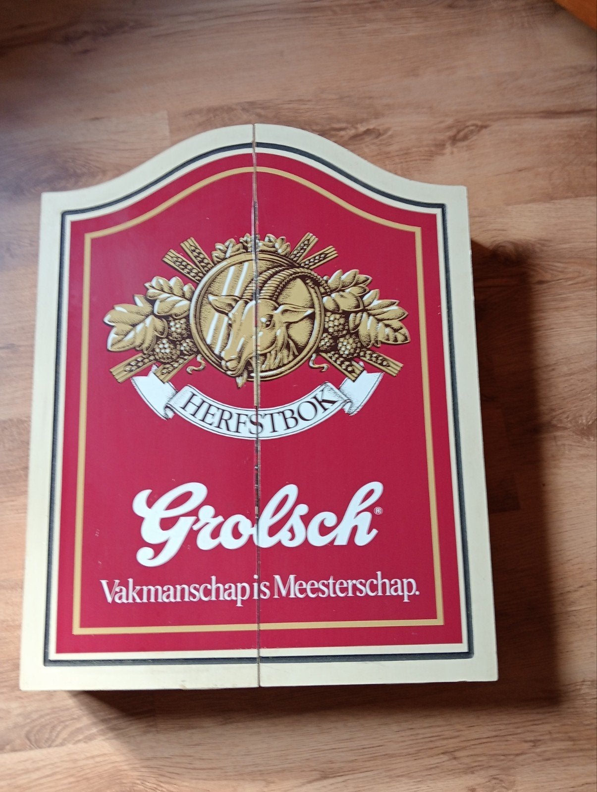 Grolsch Dartbord in Houten Kast - Zo goed als nieuw, Ophalen, Zo goed als nieuw