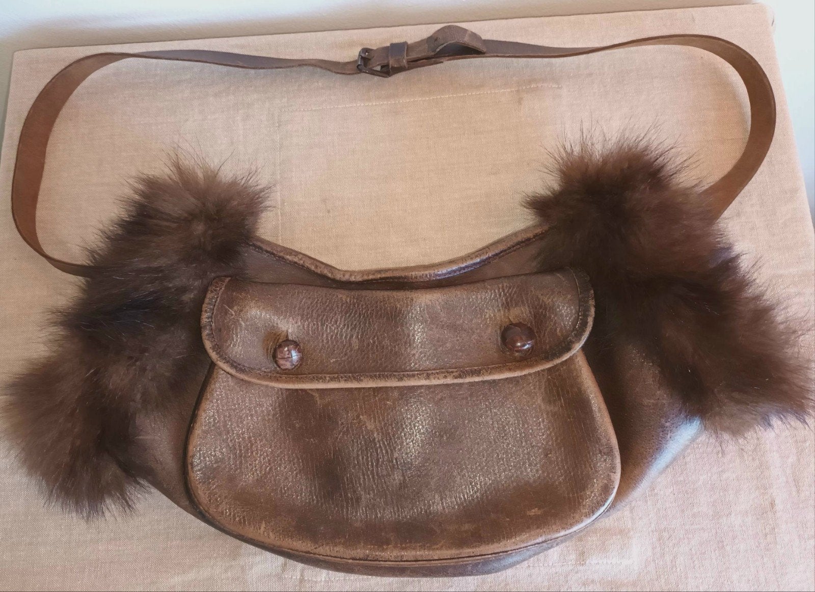 Vintage Lederen Mufftasche, Verzamelen, Militaria | Algemeen, Ophalen of Verzenden, Landmacht, Nederland