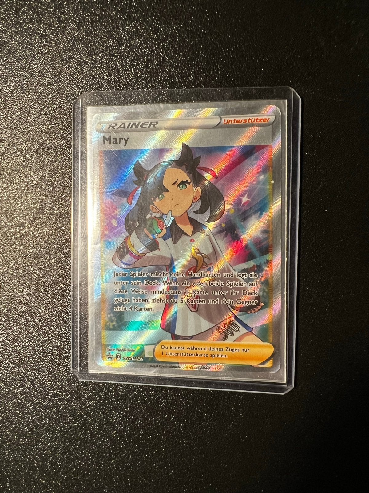Pokémon Kaart Mary Trainer Full Art SWSH122, Ophalen of Verzenden, Zo goed als nieuw, Losse kaart, Foil