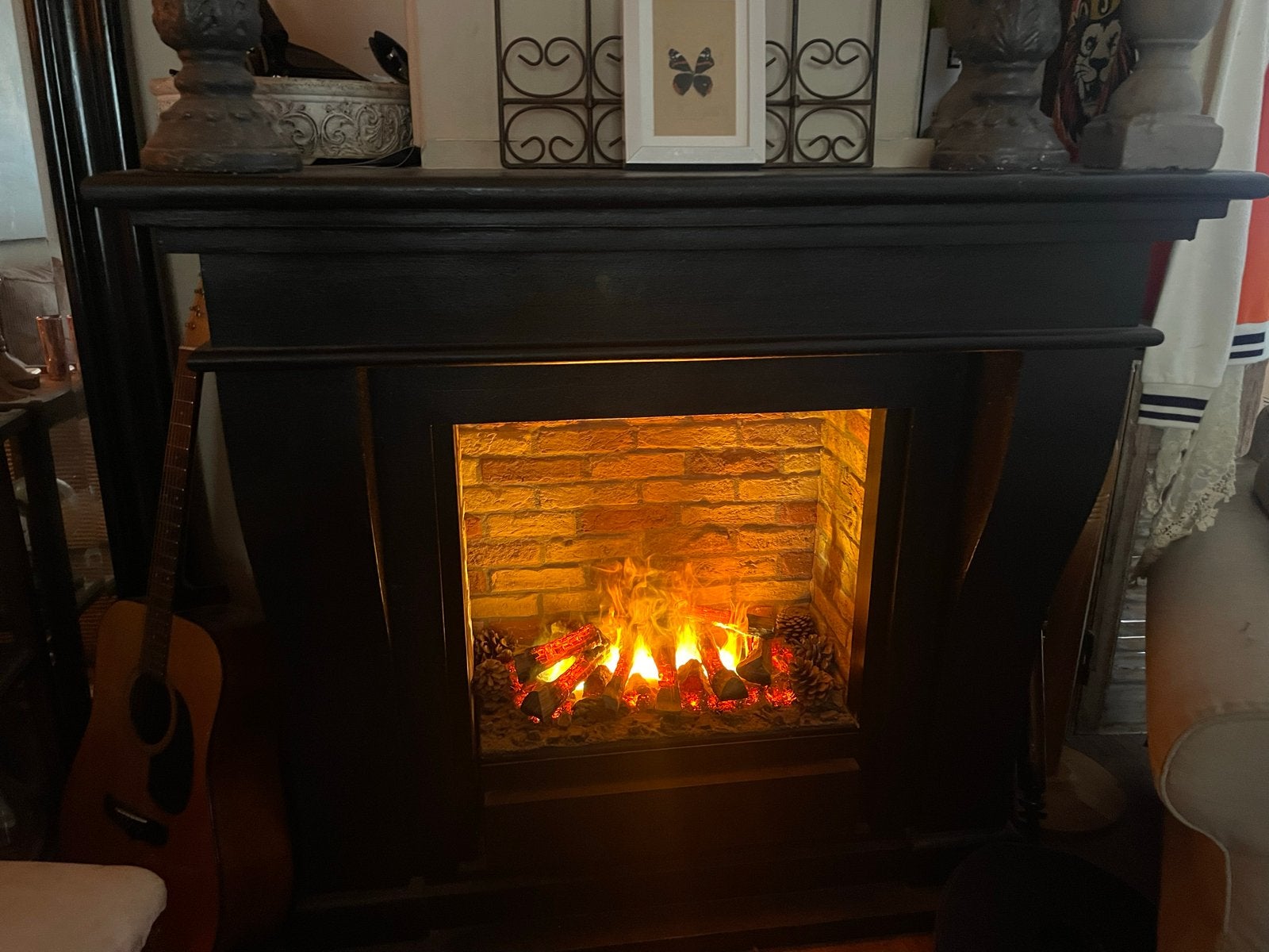Sfeervolle elektrische waterdamp haard met schouw, Huis en Inrichting, Ophalen, Gebruikt, Vrijstaande haard, Elektrische haard
