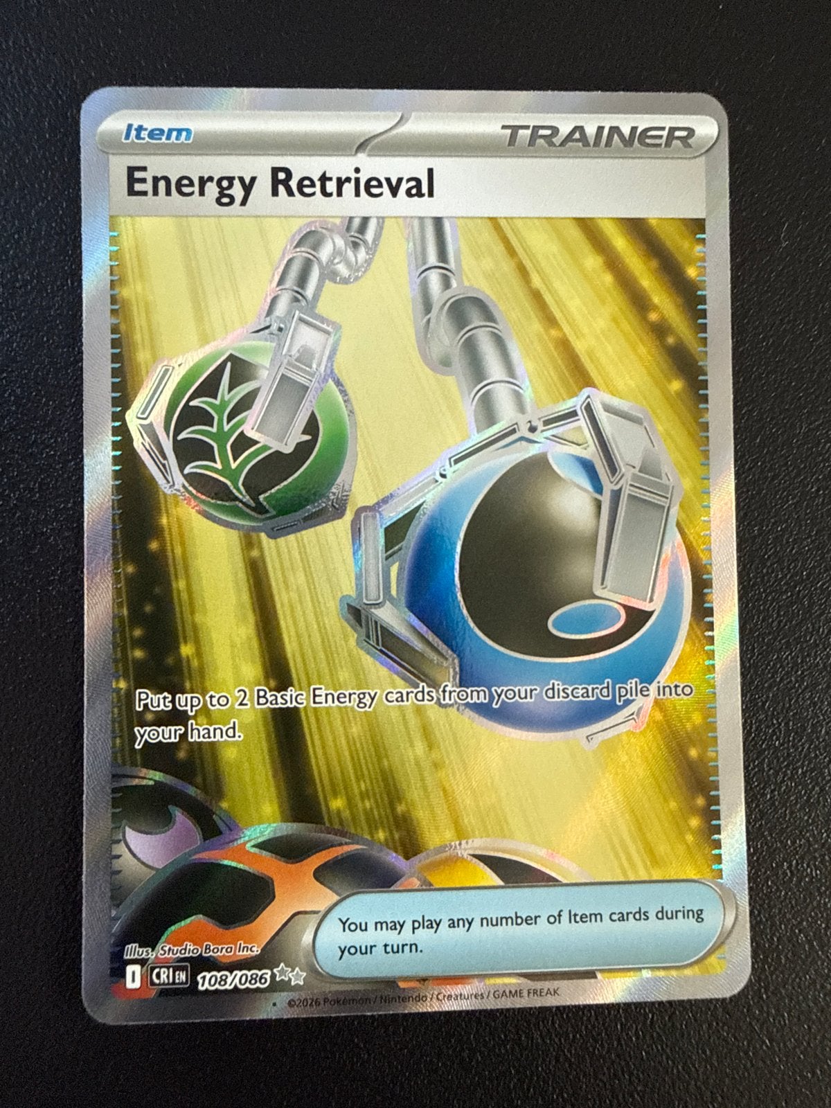 Pokémon TCG Energy Retrieval 108/086 Trainer Kaart, Ophalen of Verzenden, Zo goed als nieuw, Losse kaart, Foil