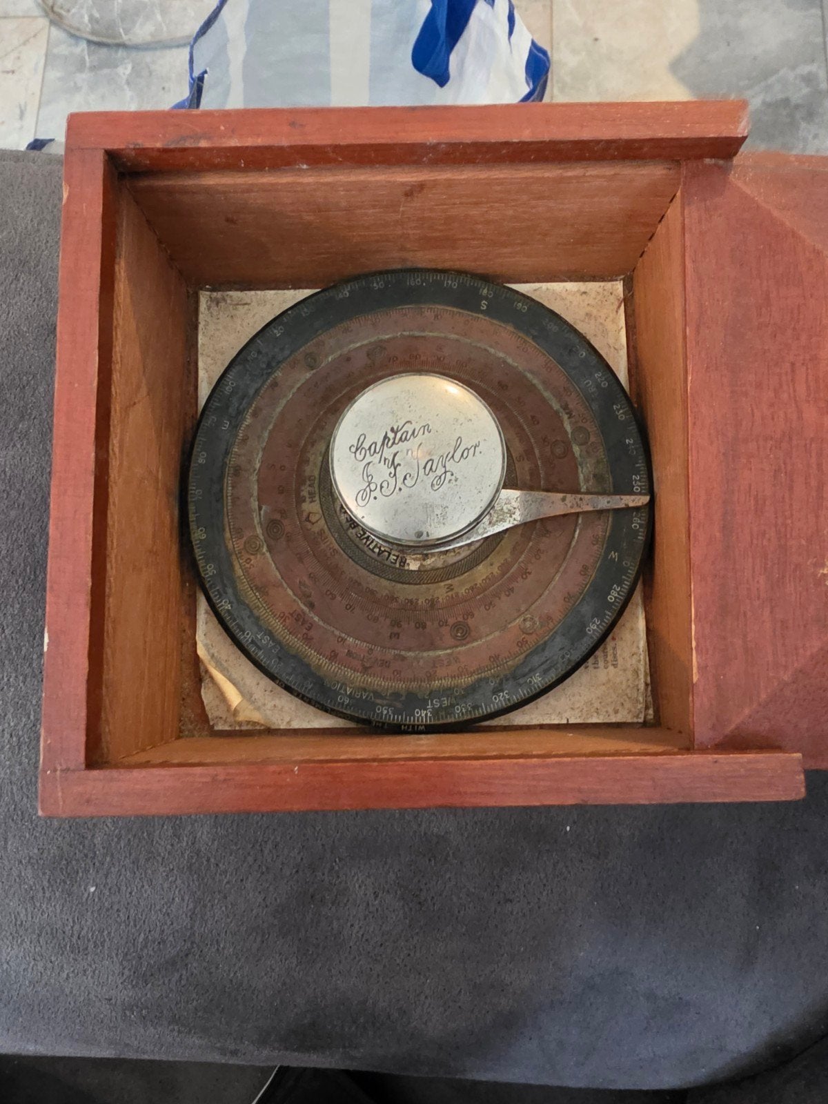 Antieke Scheepsbarometer/Kompas in Houten Kist, Ophalen of Verzenden