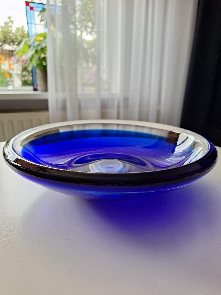 Schaal van (dik) glas, 27 cm doorsnede, Ophalen, Gebruikt, Schaal, Rond