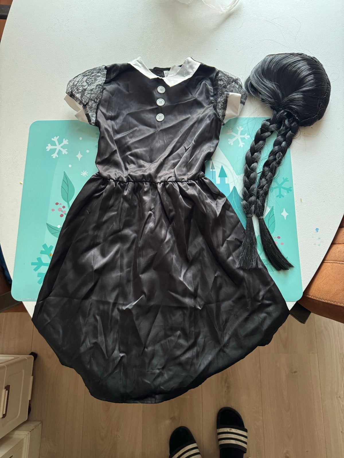 Wednesday Halloween kostuum met jurk en pruik, Ophalen of Verzenden, Gebruikt, 146 t/m 152, Meisje