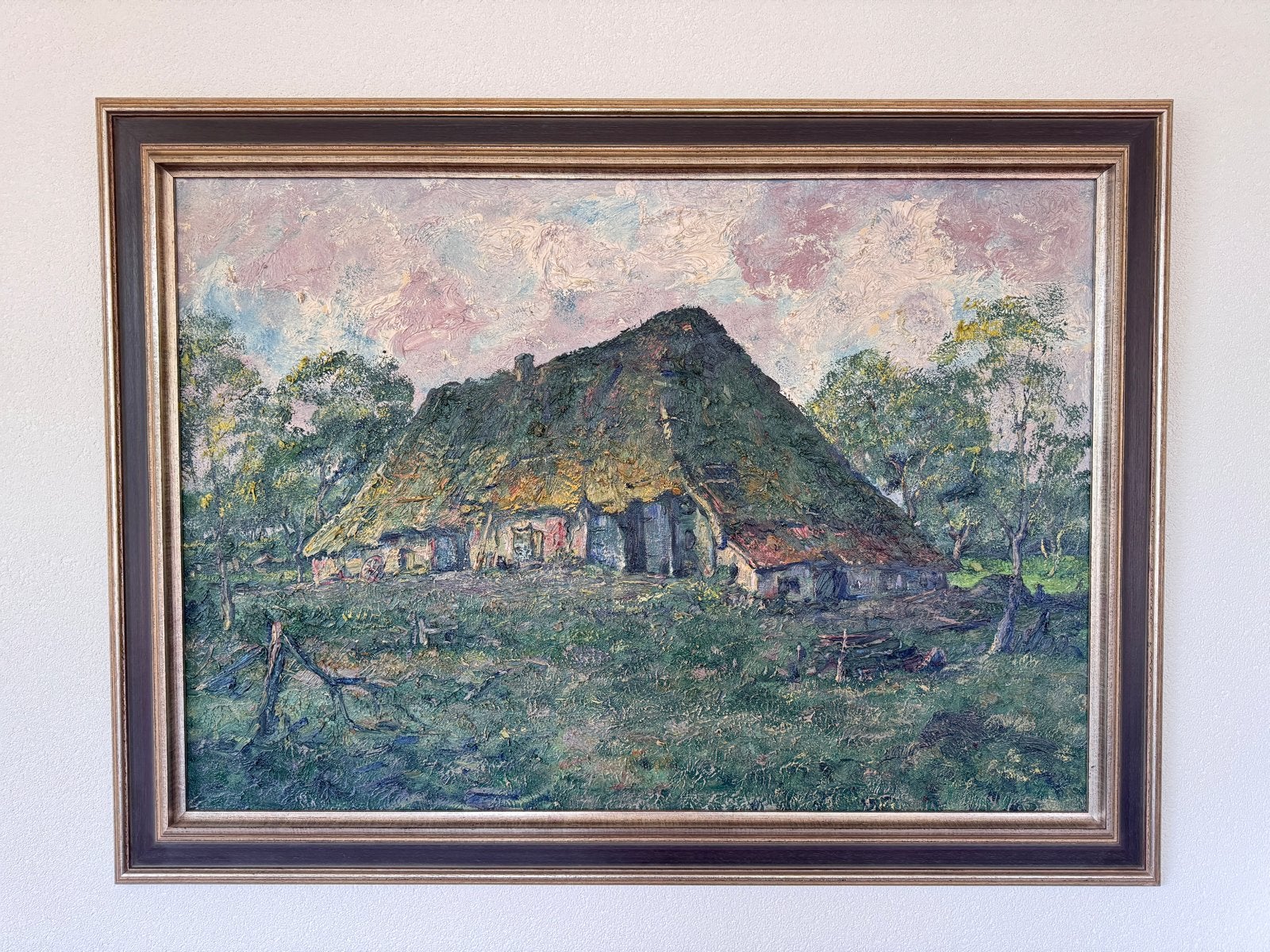 Schilderij Peter van den Braken - Landschap met boerderij, Antiek en Kunst, Ophalen, Doek, Impressionistisch, Gesigneerd