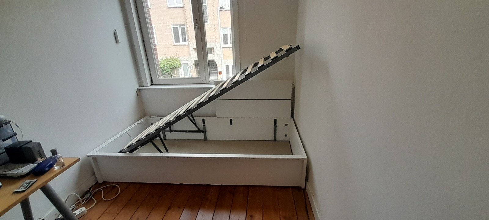 1 persoonsbed  met opbergruimte 90/200 Ikea Herdla, Overige materialen, 90 cm, Eenpersoons, Wit