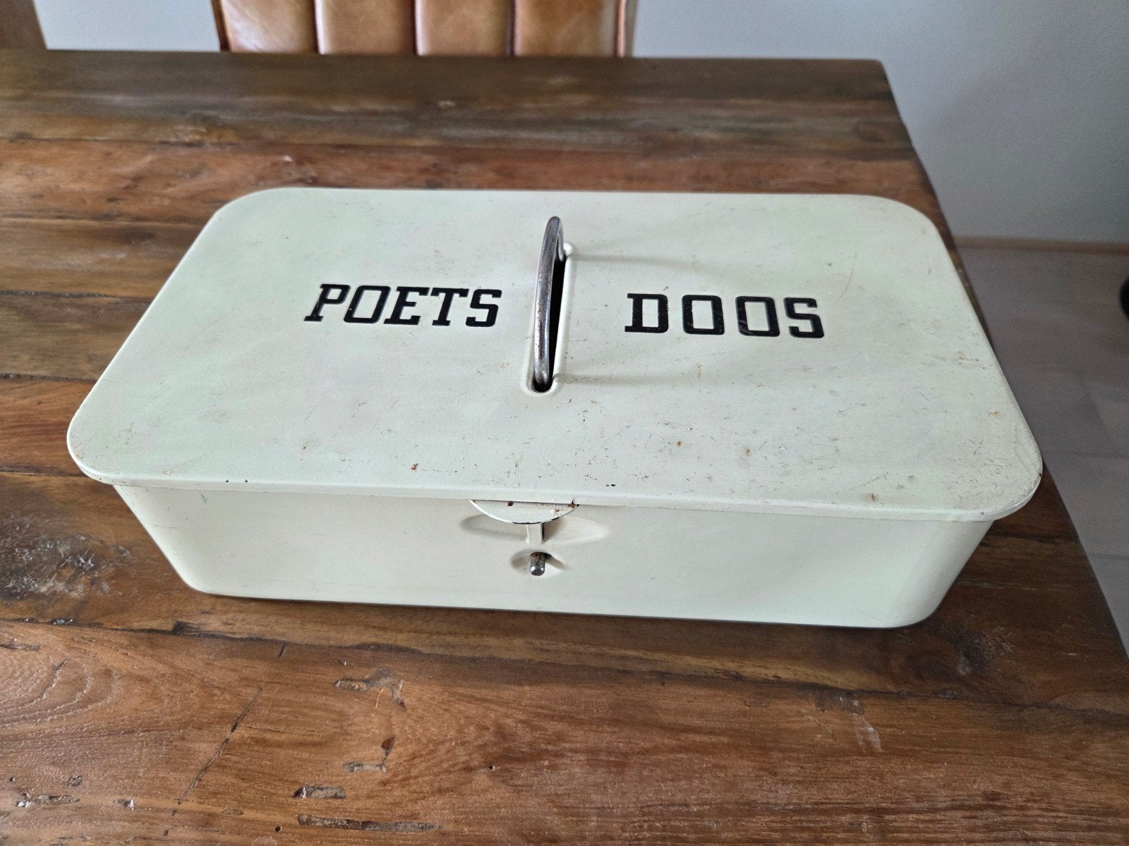 Vintage Poetsdoos / Opbergdoos met handvat, Ophalen