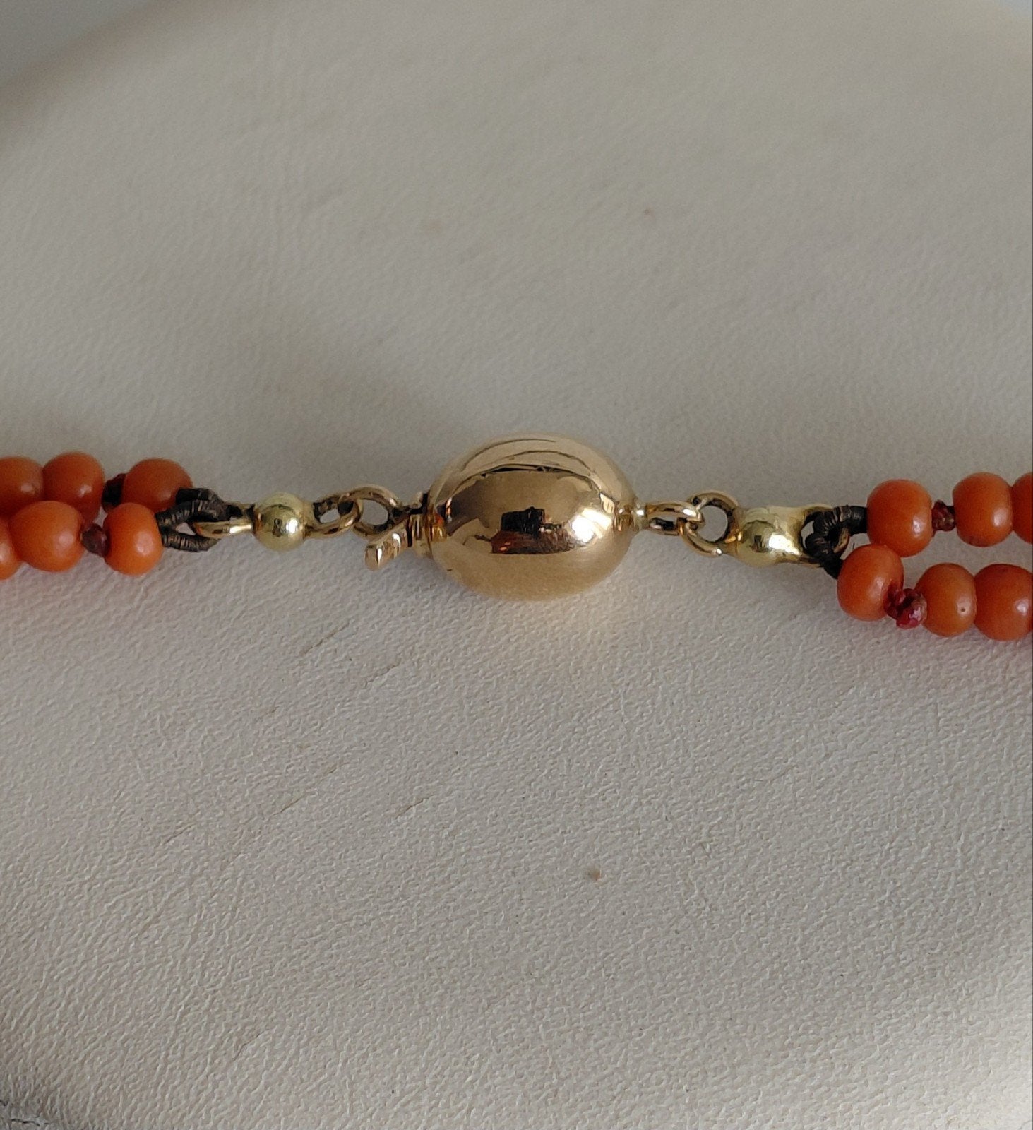 Vintage Koraal dubbele Ketting met Gouden Sluiting, Sieraden, Tassen en Uiterlijk, Verzenden, Goud, Ketting
