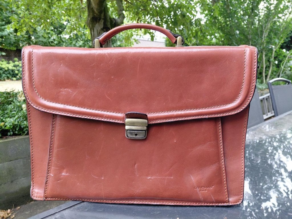 T.k. leren boekentas, Ophalen, Gebruikt, Minder dan 30 cm, Bruin