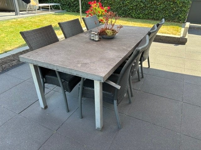 Hardstenen tuintafel, Tuin en Terras, Ophalen, Gebruikt, Rechthoekig, Overige materialen