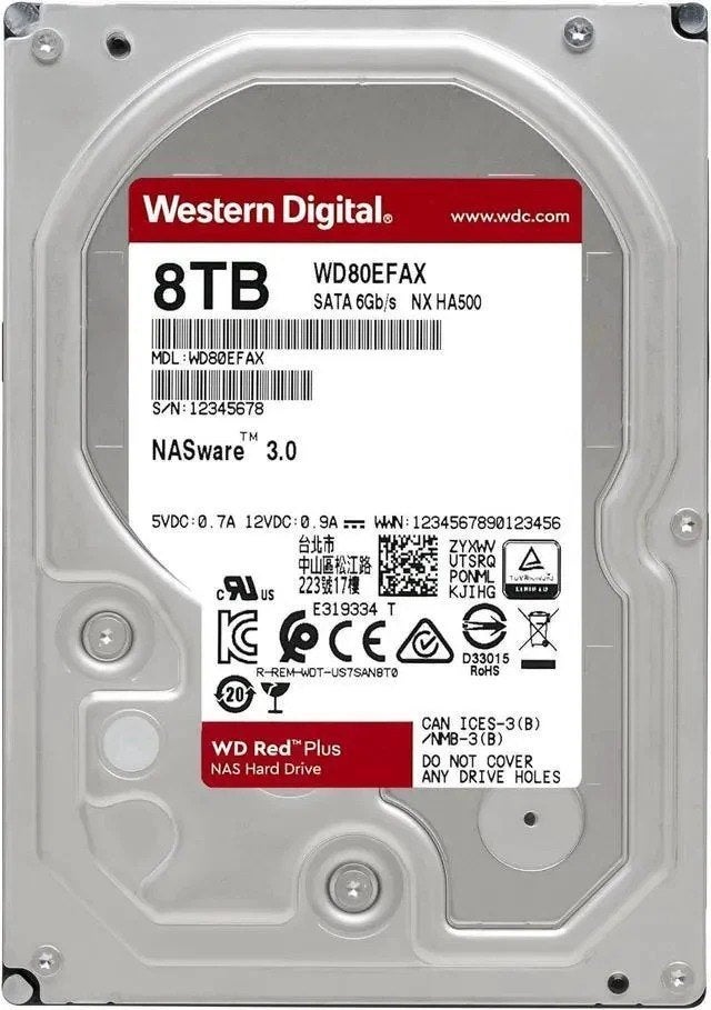 WD Red Plus WD80EFAX 8TB Harde Schijf, Intern, 8TB, Ophalen of Verzenden, Zo goed als nieuw