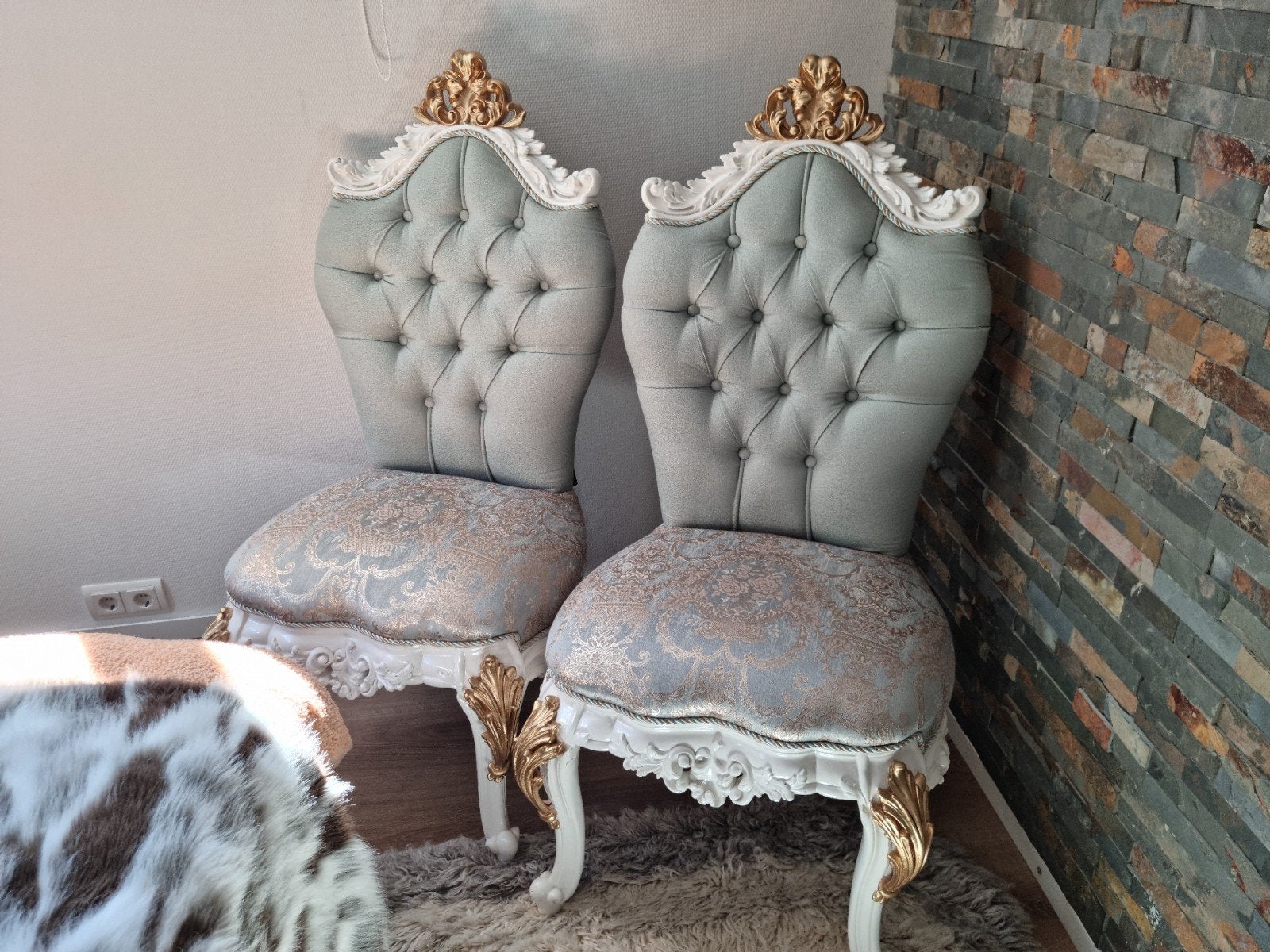 Luxe Barok Stoelen Set - Goud & Mintgroen, Ophalen