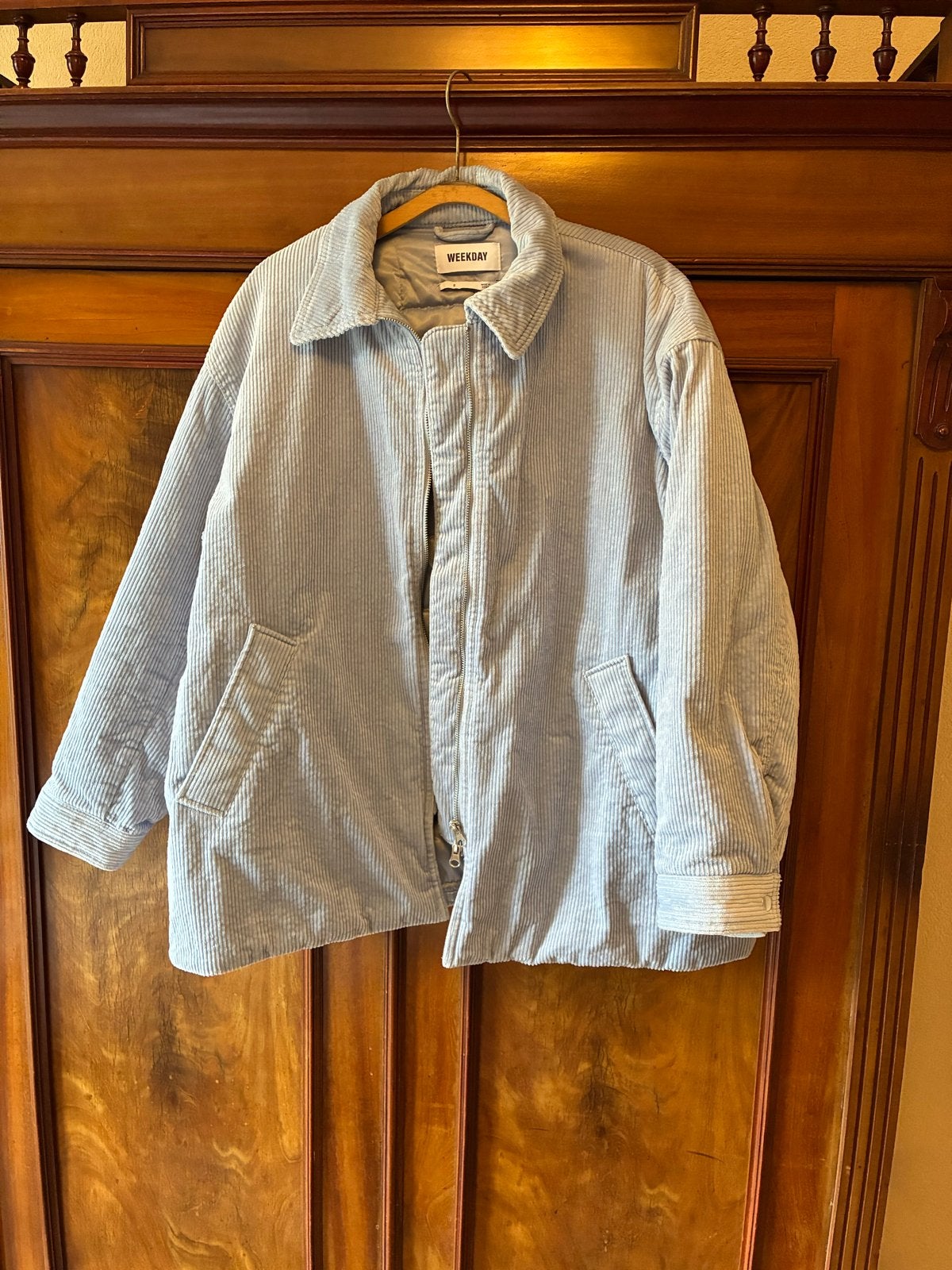 Weekday Tara Short Cord Jacket - Lichtblauw S, Ophalen of Verzenden, Zo goed als nieuw, Maat 36 (S), Blauw