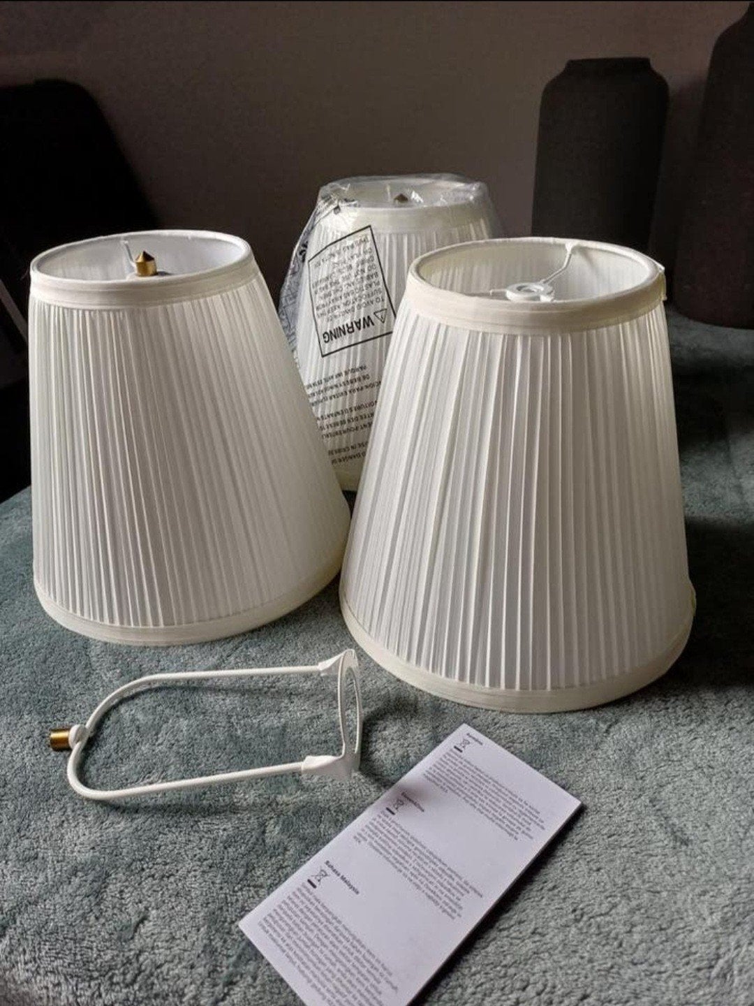 IKEA ARSTED 3 identieke lampekappen wit, Tafellamp, Wit, Rond, Nieuw