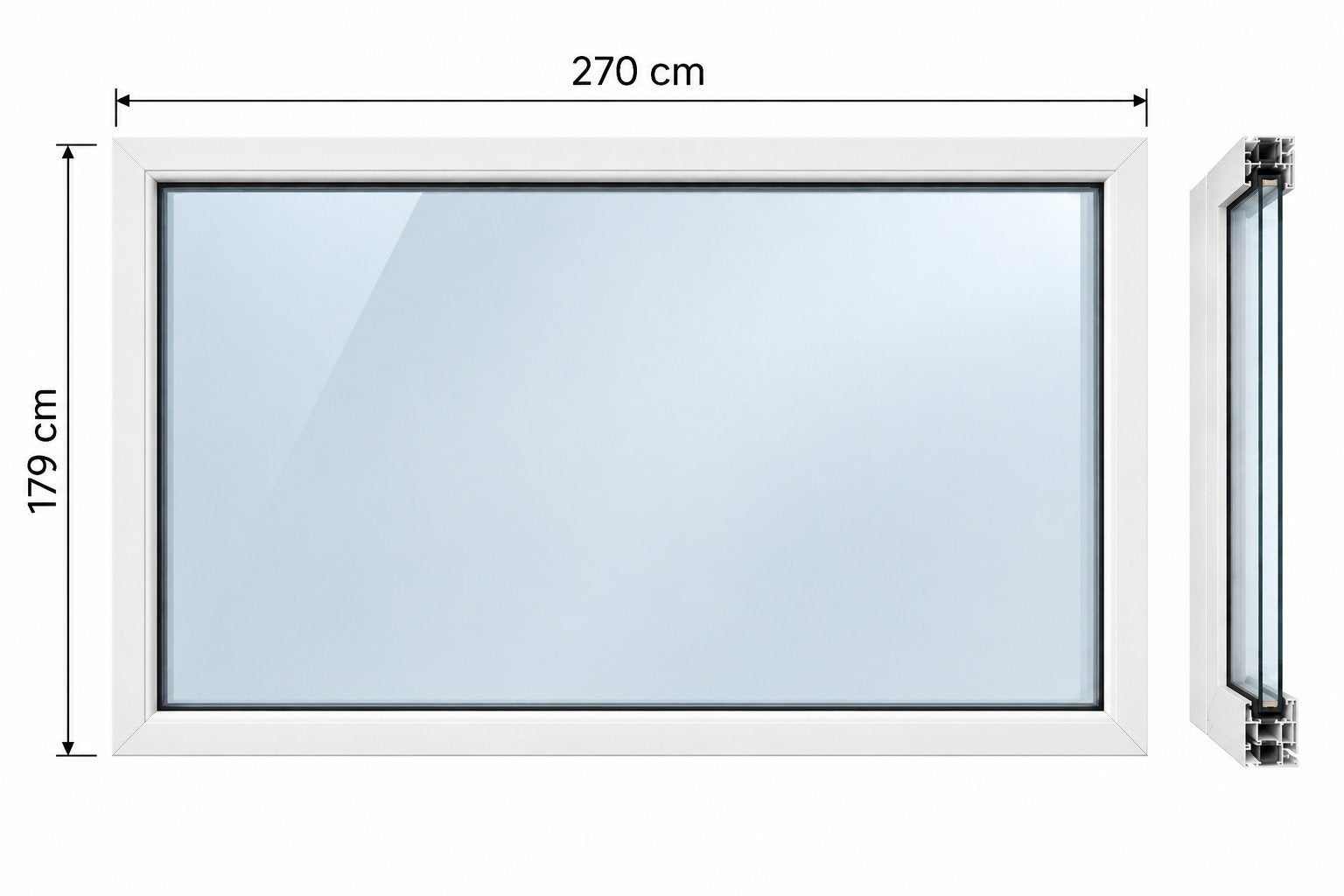 Vast kunststof raam 270 x 179 cm – wit, Doe-het-zelf en Verbouw, Ophalen, 160 cm of meer, Gevelraam of Ruit, 160 cm of meer