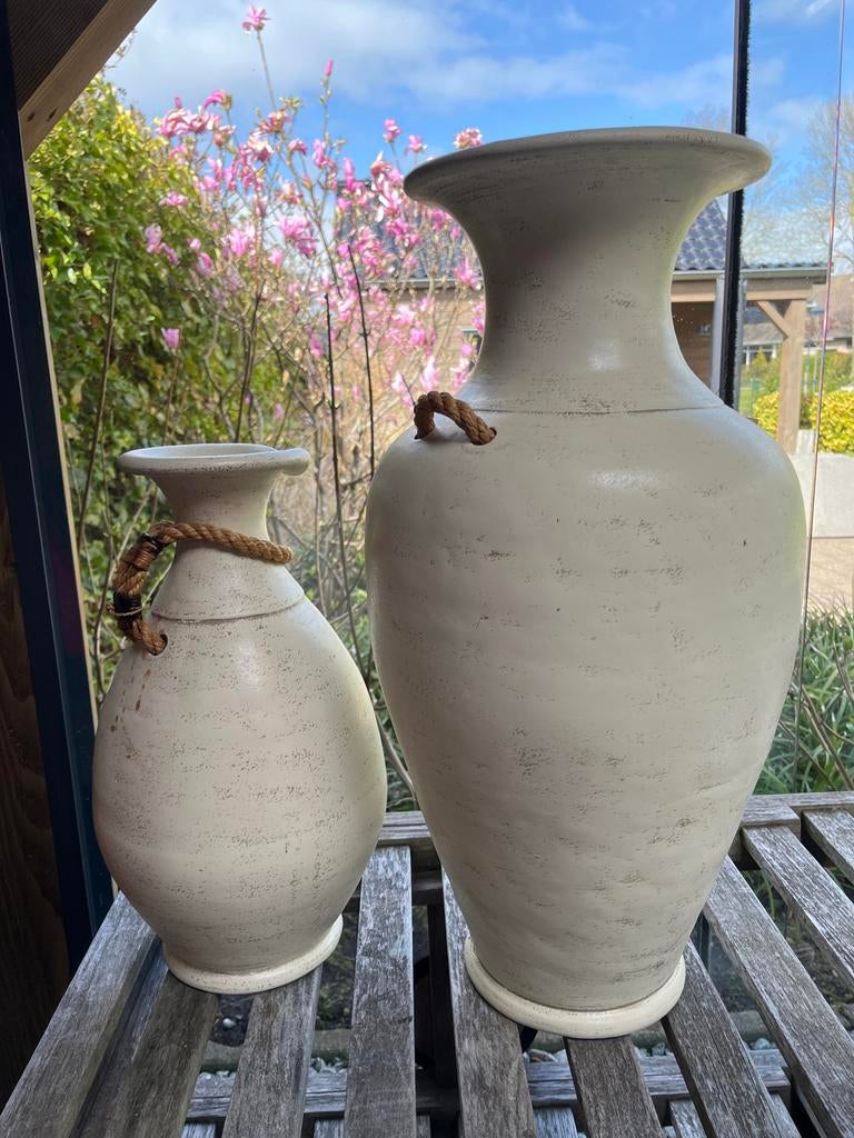 Set van 2 handgemaakte vazen, Ophalen, Gebruikt, Overige kleuren, 50 tot 75 cm