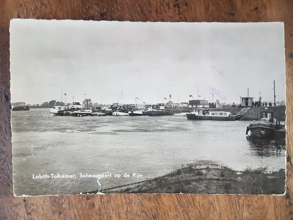 Ansichtkaart Lobith - Tolkamer Scheepsvaart op de Rijn Boot, Ophalen of Verzenden, 1940 tot 1960, Gelopen, Zuid-Holland