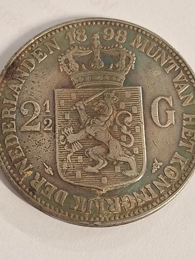 2 1/2 Gulden 1898 Koningin Wilhelmina, Postzegels en Munten, Munten | Nederland, Ophalen of Verzenden, Koningin Wilhelmina, 1 gulden