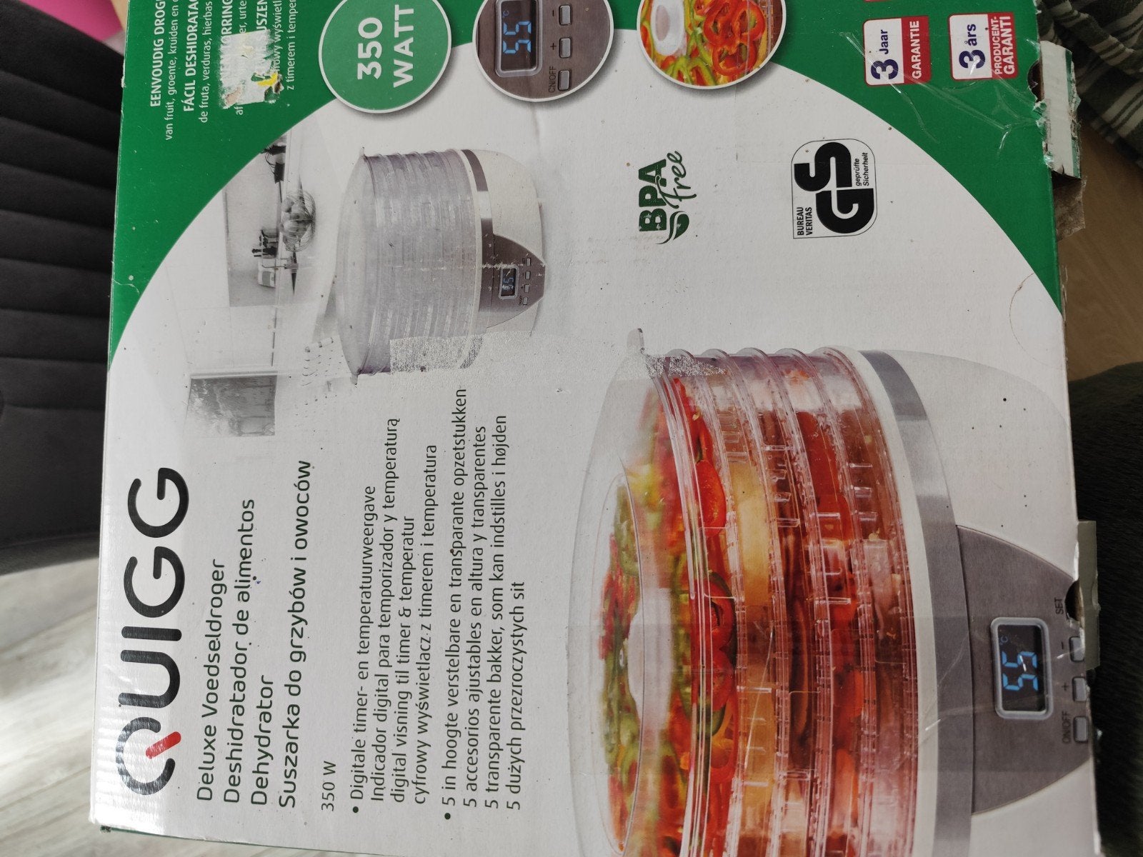 QUIGG Deluxe Voedseldroger - Dehydrator 350W, Ophalen, Zo goed als nieuw
