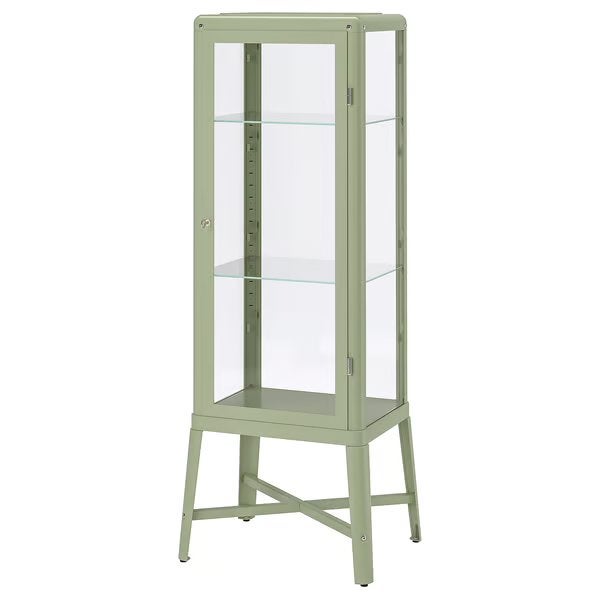 FABRIKÖR Vitrinekast, bleek grijsgroen, 57x150 cm, Huis en Inrichting, Kasten | Vitrinekasten, Ophalen, 50 tot 100 cm, Zo goed als nieuw