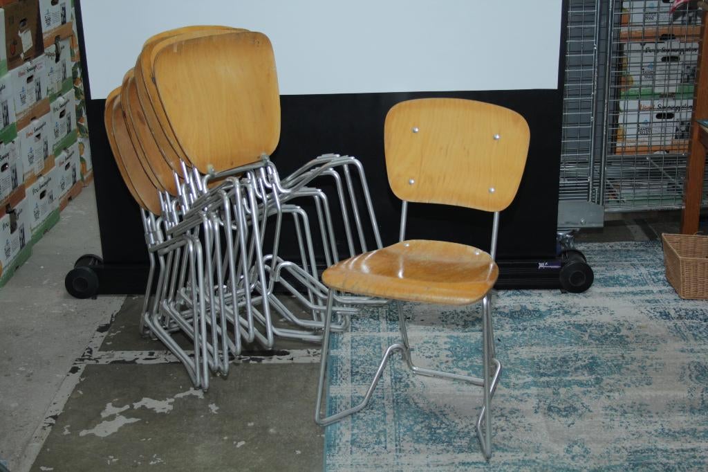 C06 Aluflex Klapstoelen, 8 stuks, Ophalen, Gebruikt, Grijs, Vijf, Zes of meer stoelen