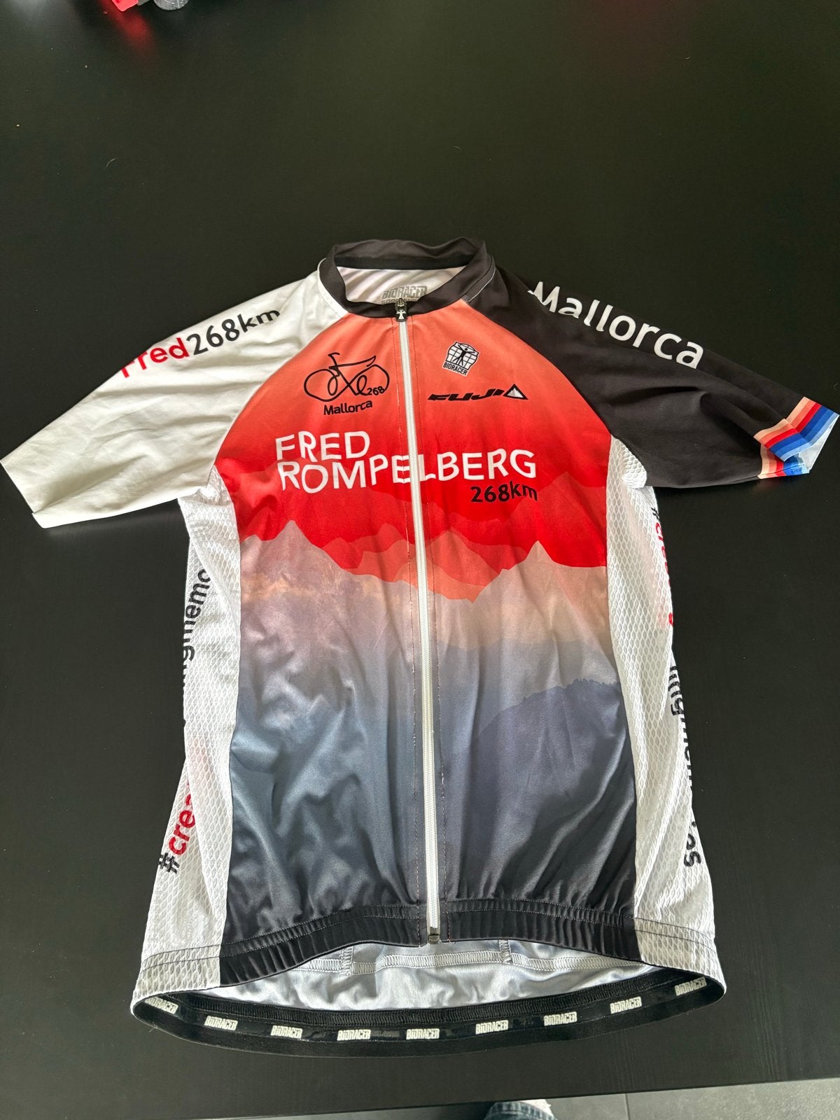 Bioracer Fred Rompelberg Mallorca 268km fietsshirt, Maat 38/40 (M), Meerkleurig, Ophalen of Verzenden, Zo goed als nieuw