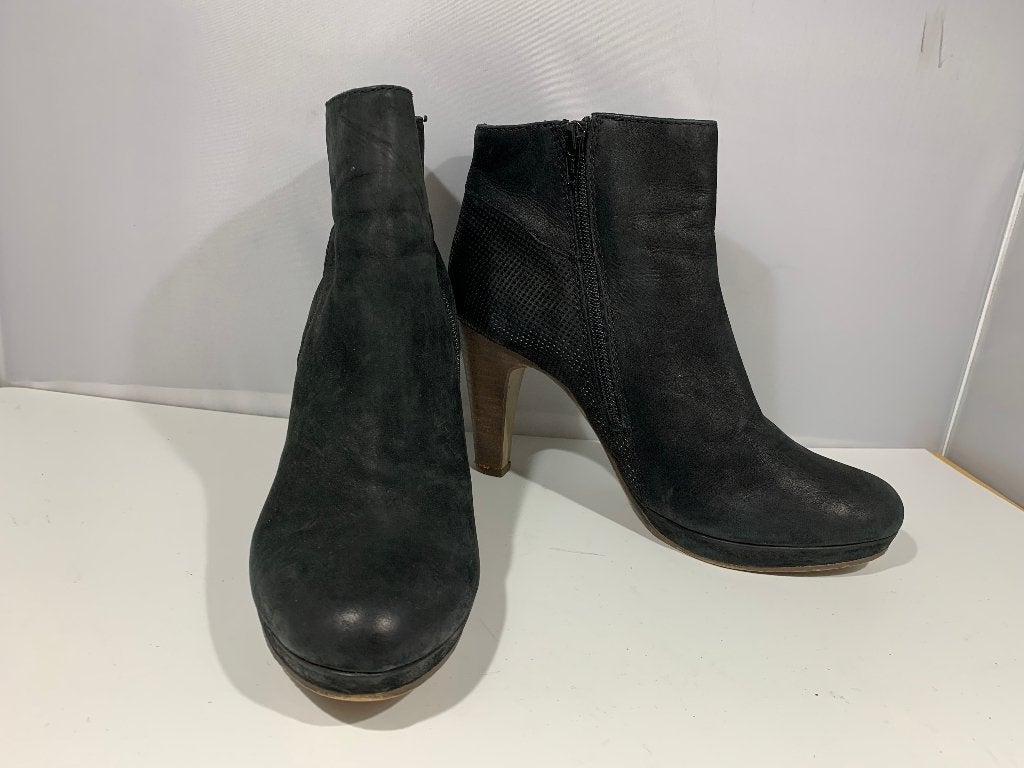 Manfield. Maat 39. Zwarte suède plateau laarsjes., Verzenden, Zwart, Lage of Enkellaarzen, Zo goed als nieuw