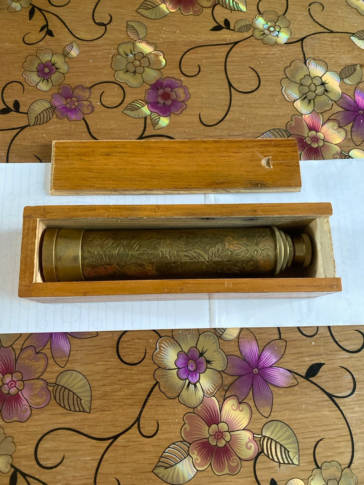 Antieke Messing Monoculaire Telescoop in Houten Kist, Ophalen of Verzenden, Gebruikt, Minder dan 80 mm, Lenzentelescoop (refractor)