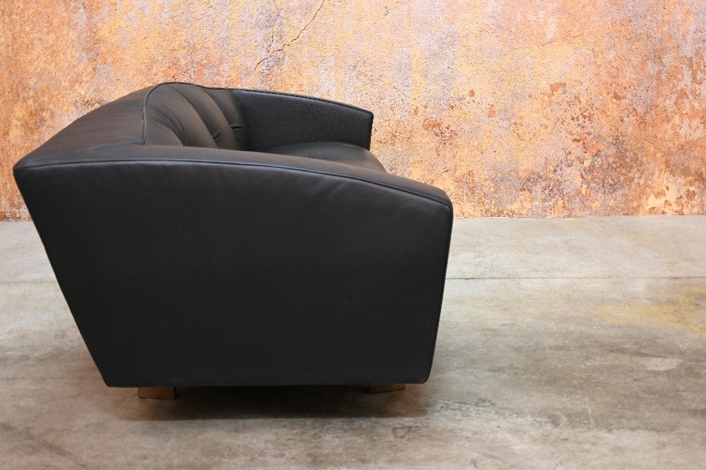 ZGANieuw! unieke zwarte leren Montis Riva design bank, Montis, Montis, Driepersoons, 75 tot 100 cm
