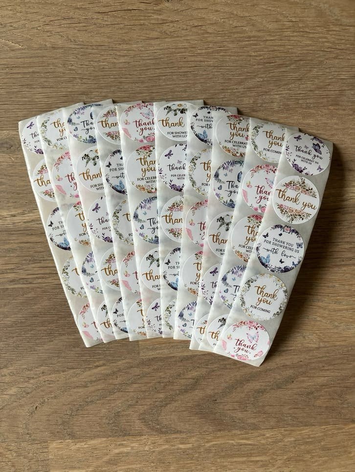 50 stuks 'Thank You' stickers 2,5 cm - Diverse designs, Hobby en Vrije tijd, Ophalen of Verzenden, Nieuw, Meerdere stickers