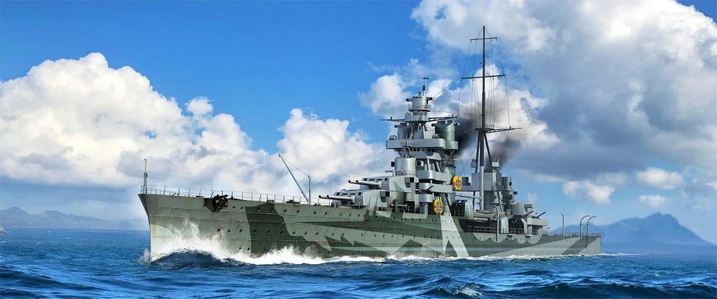 Trumpeter 1/50 Zware Kruiser Gorizia + camo mask en dek, Ophalen of Verzenden