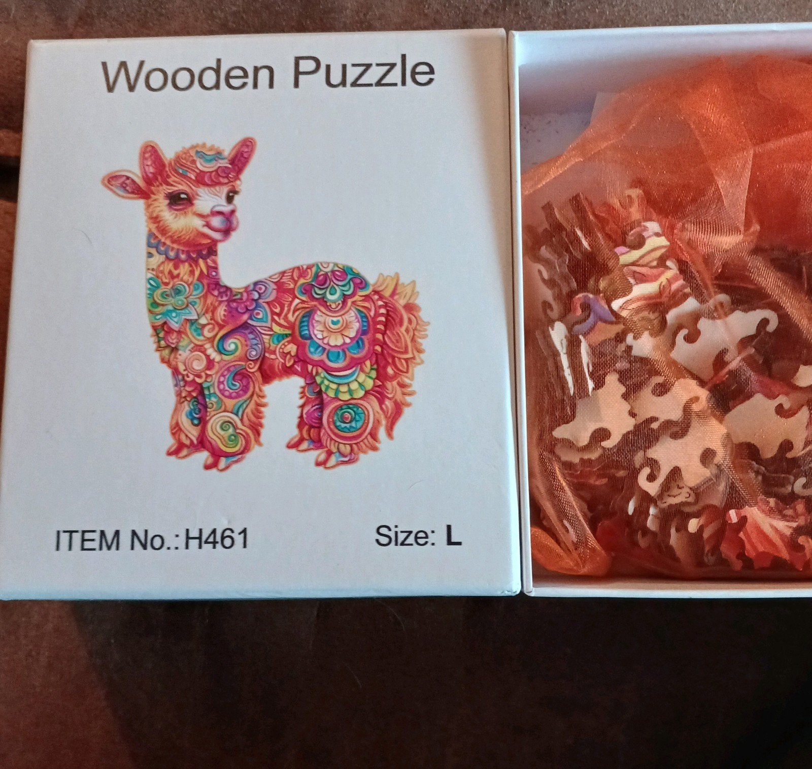 houten puzzel lama, Ophalen, Minder dan 500 stukjes, Zo goed als nieuw, Legpuzzel