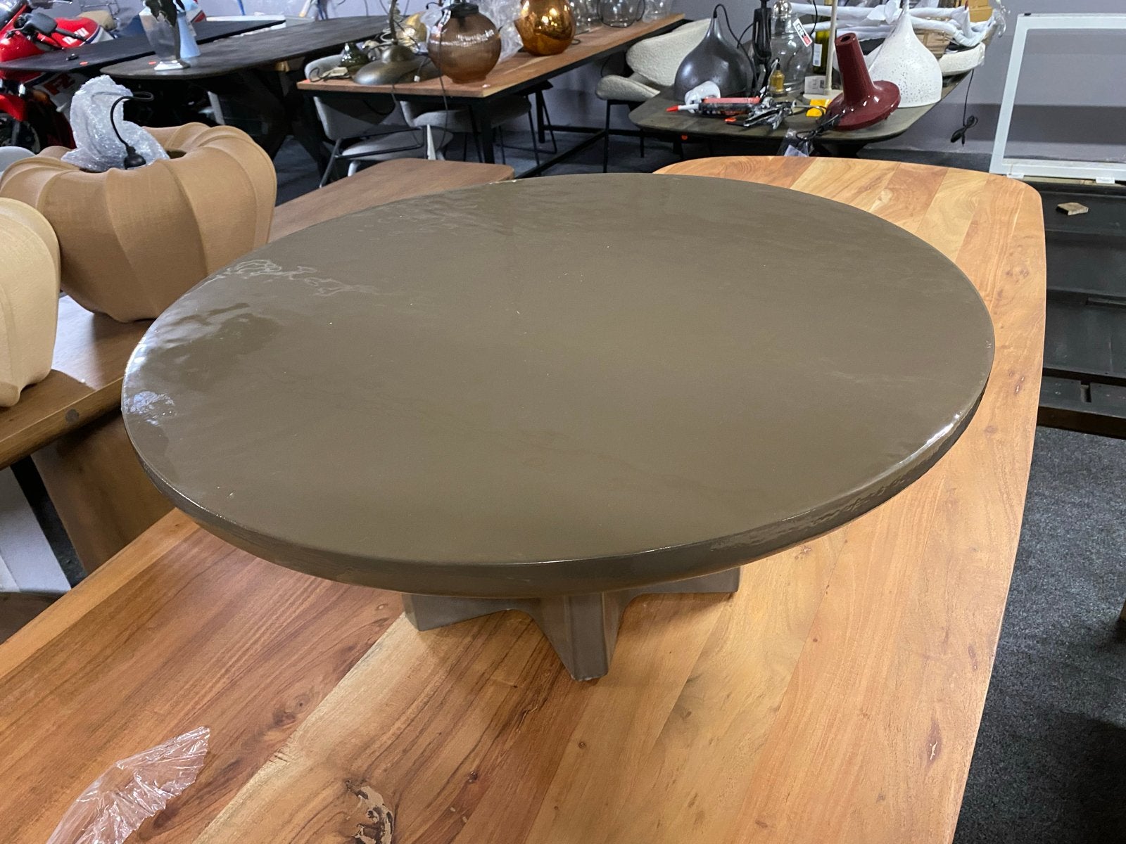 Salontafel Circolo Large Bruin 80cm Nieuw, Ophalen, Overige materialen, Rond, Nieuw