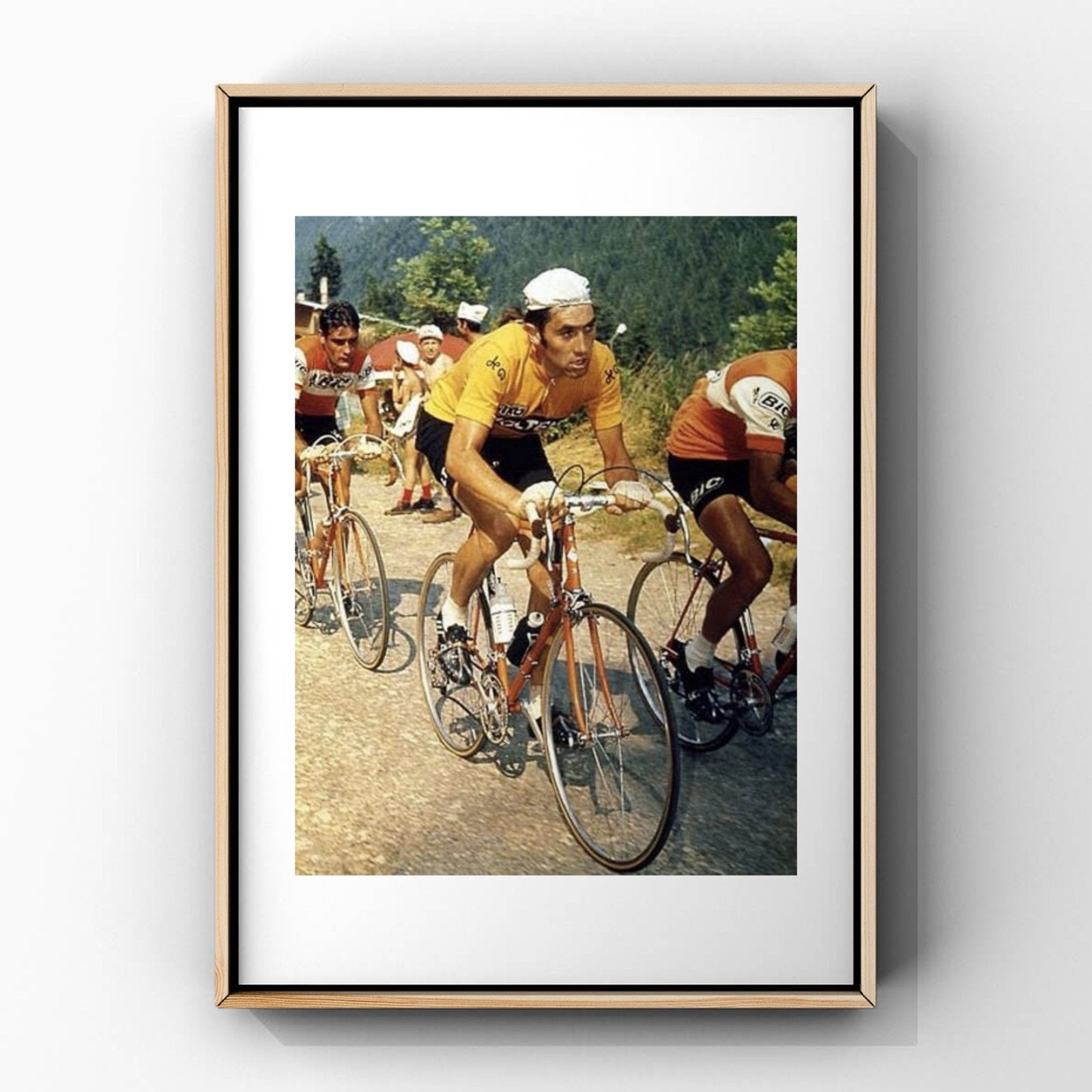 Eddy Merckx in de gele trui, Tour de France 1971 fine print, Verzamelen, Ophalen of Verzenden, 1960 tot 1980, Overige onderwerpen