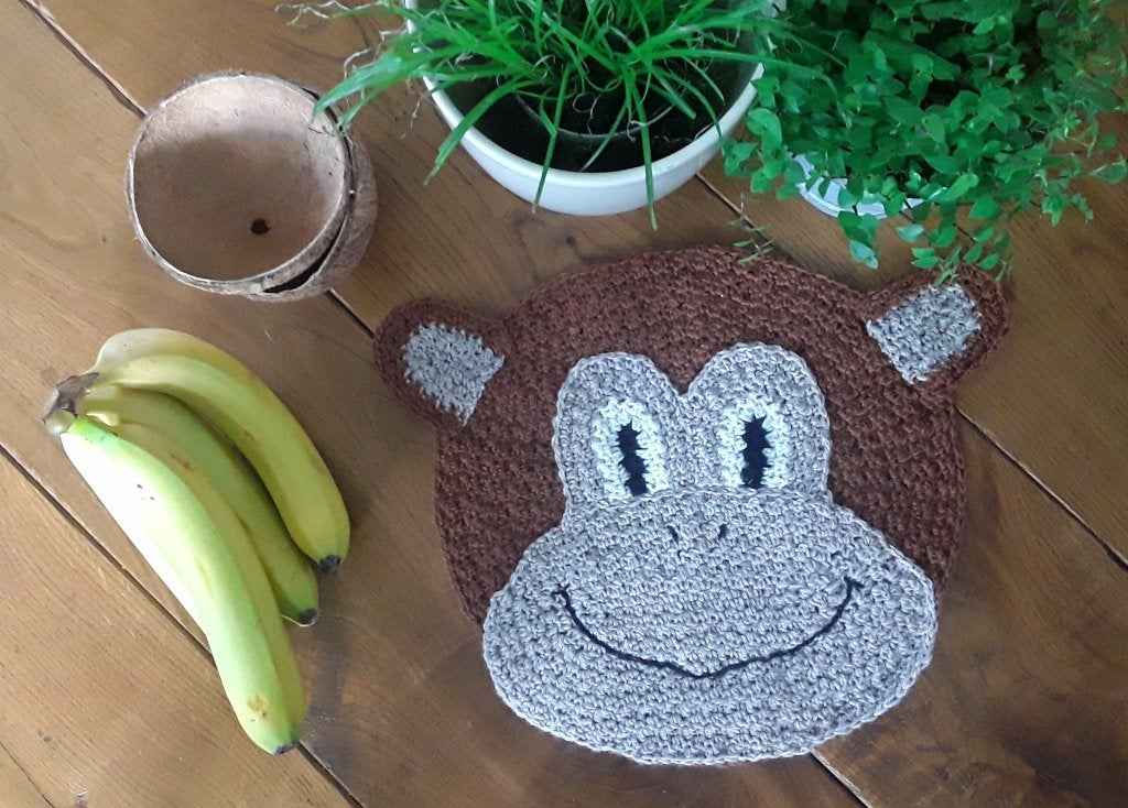 Grote (applicatie van een) apekop / aap (nieuw - handmade), Nieuw, Ophalen of Verzenden, Knutselwerk, Textiel