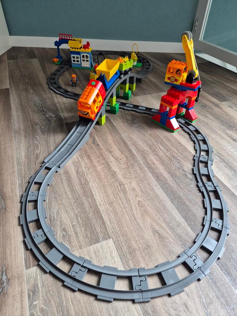 LEGO Duplo Trein Super Set 10508 met rails en accessoires, Gebruikt, Overige thema's, Compleet, Ophalen of Verzenden