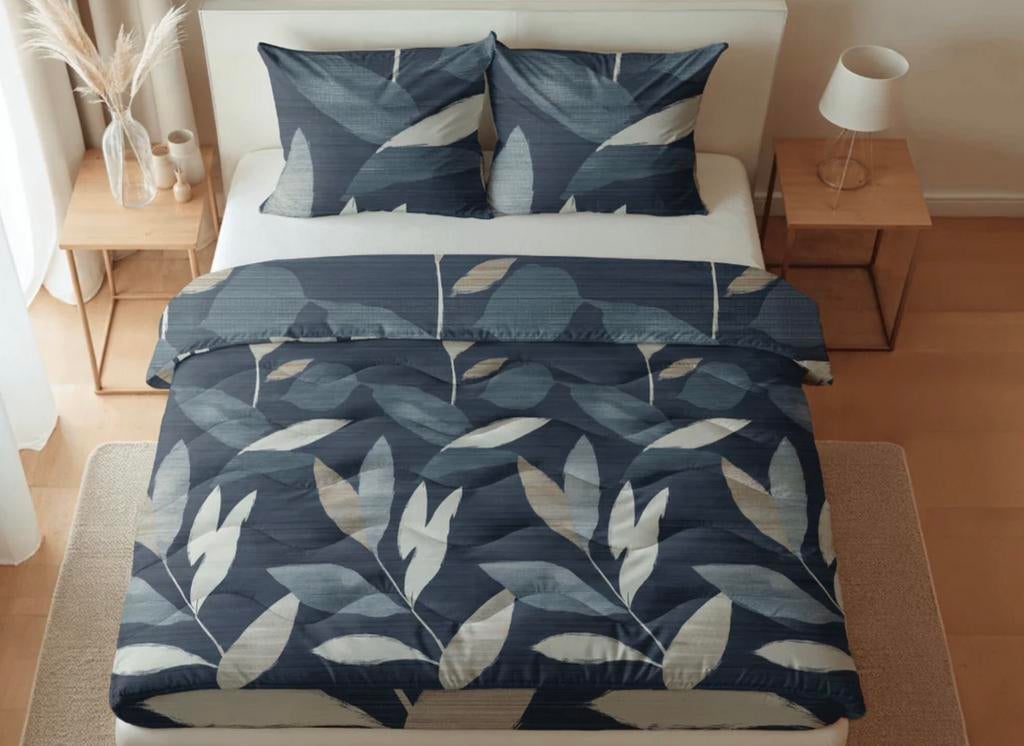 Zelesta dekbed zonder overtrek Dark Leaves zgan 200x240 cm, Ophalen, Overige maten, Blauw, Deken of Dekbed