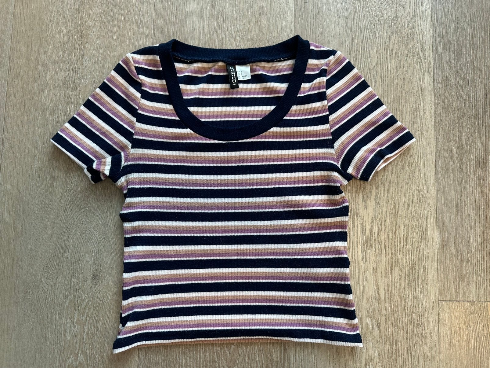 H&M Divided gestreept geribd crop-topje - maat s, Kleding | Dames, Ophalen of Verzenden, Zo goed als nieuw, Korte mouw