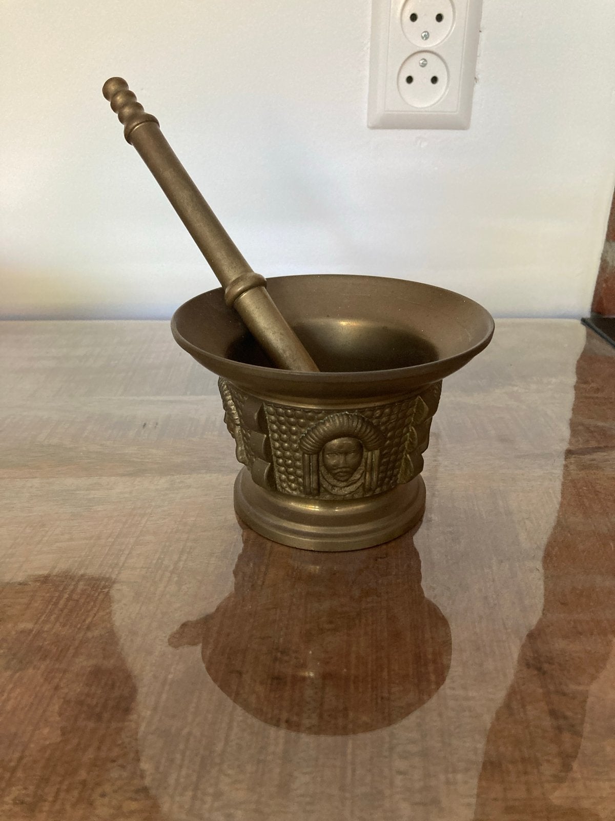 Antieke Bronzen Vijzel met Stamper, Ophalen, Brons