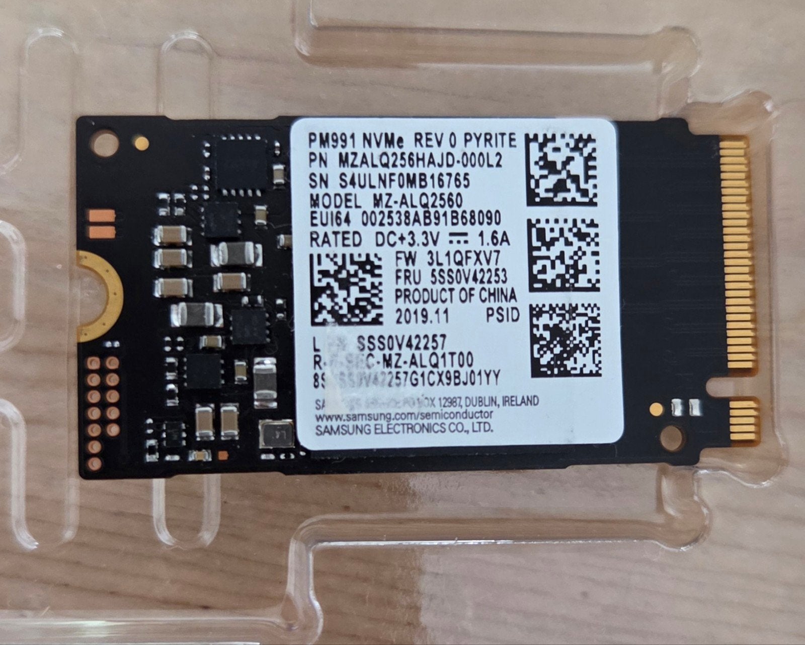 Samsung PM991 NVMe SSD 256GB M.2 Formaat 2242, Intern, Samsung, Health 95% >, SSD
