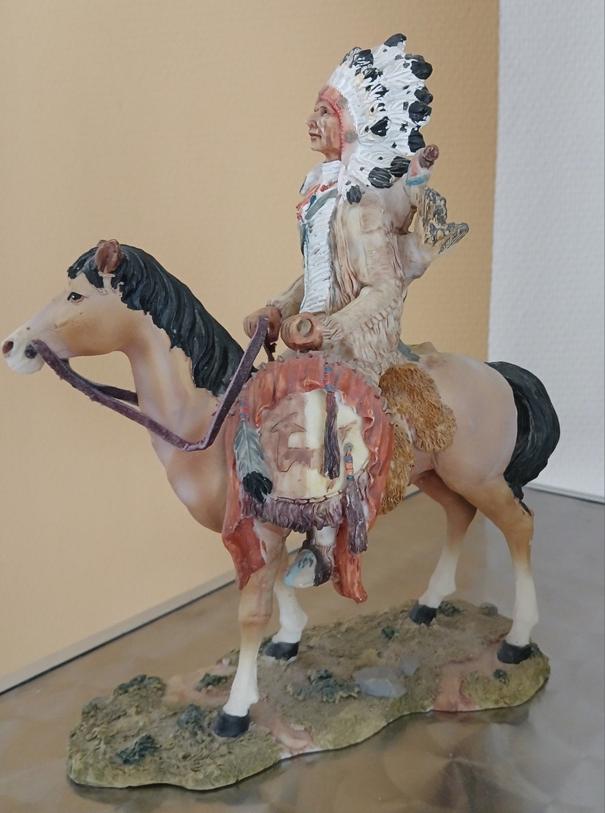 Indiaan op paard ,western beeld, Ophalen of Verzenden, Zo goed als nieuw, Dier