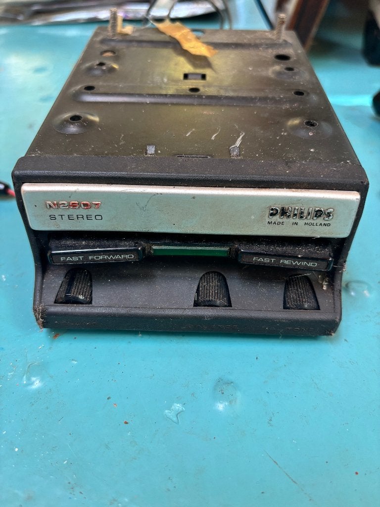 Vintage Philips N2607 auto-cassettespeler, Ophalen of Verzenden, Gebruikt