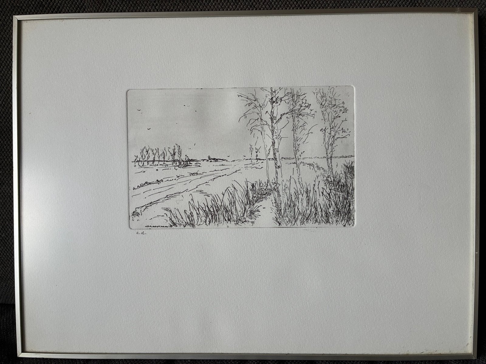Ets Hollands Landschap J.G.R. Delfgaauw e.d., Ophalen of Verzenden, Landschap, Ets, Gesigneerd