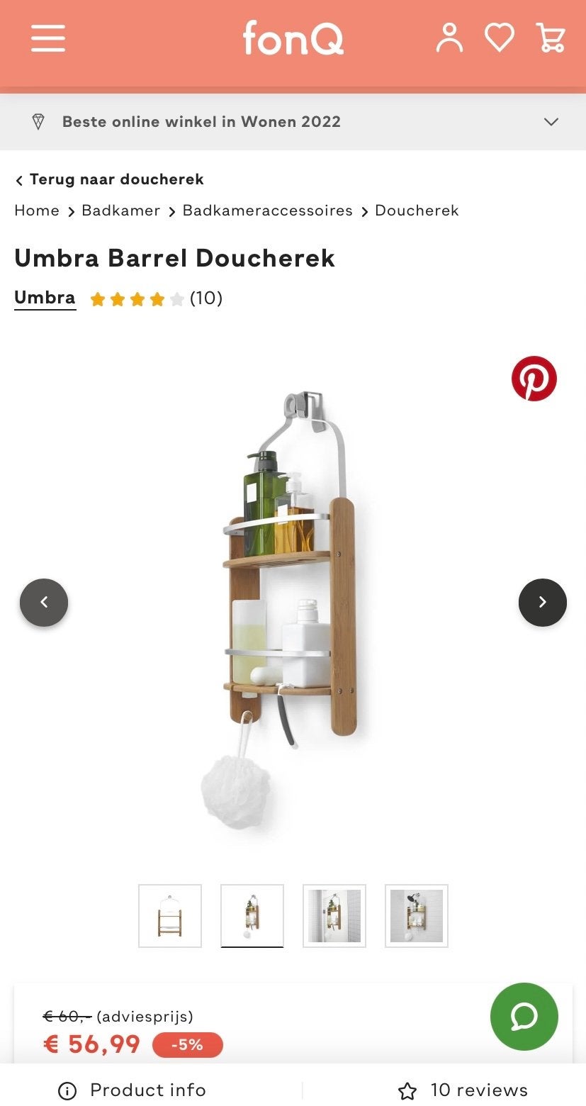 Umbra Aquala Douche-etageres Bamboe Natuurlijk, Ophalen, Bruin, Overige merken, Zo goed als nieuw
