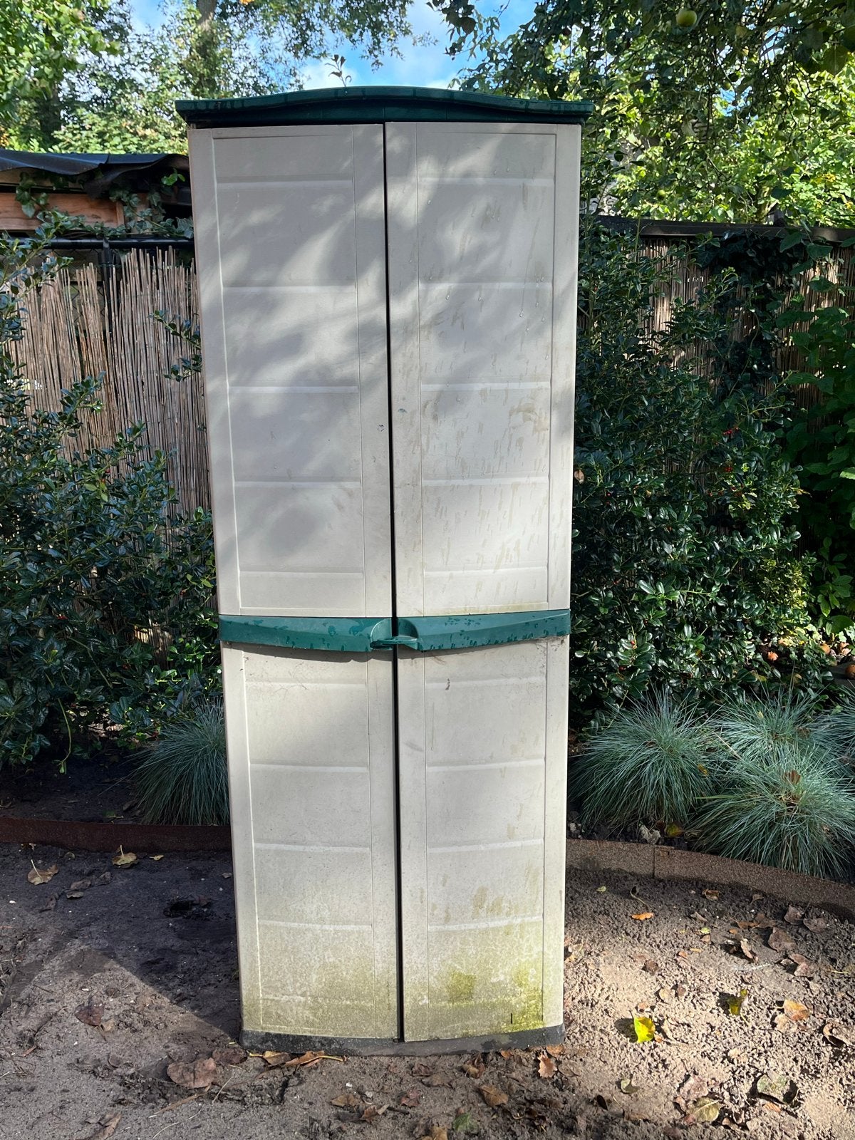 Kunststof tuinkast planken - 180 hoog, 65 breed en 45 diep, Tuin en Terras, Ophalen, Gebruikt, Kunststof, Overige typen