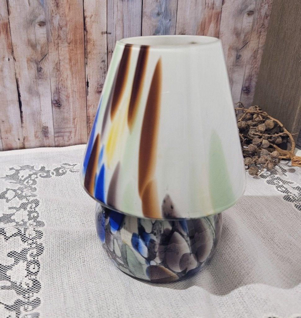 Vintage glazen paddenstoel lamp / waxinelichthouder, Ophalen of Verzenden