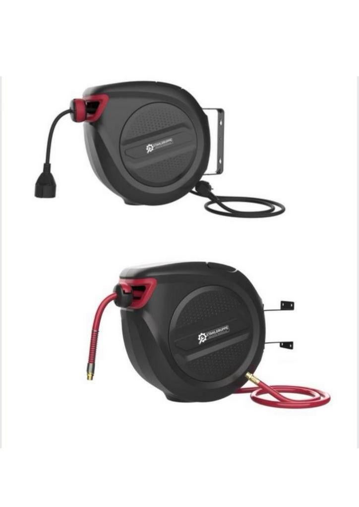 Nieuwe combi set kabel haspel plus luchtslang haspel, Doe-het-zelf en Verbouw, Elektra en Kabels, Ophalen, Nieuw, Kabel of Snoer